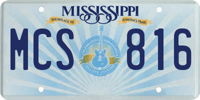 MS license plate MCS816