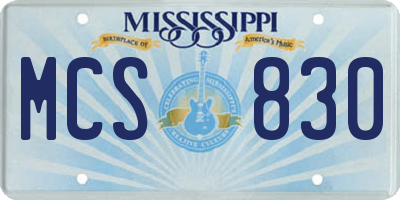 MS license plate MCS830