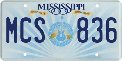 MS license plate MCS836