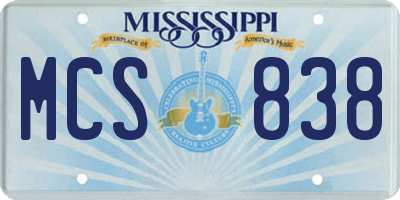 MS license plate MCS838