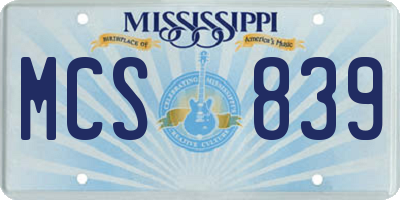 MS license plate MCS839