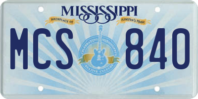 MS license plate MCS840