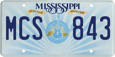 MS license plate MCS843
