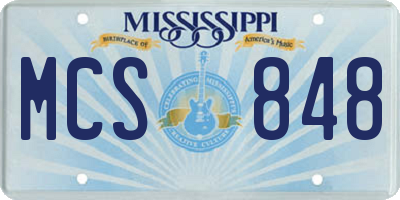 MS license plate MCS848