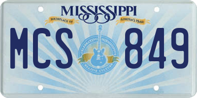 MS license plate MCS849