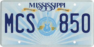 MS license plate MCS850