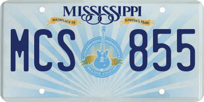 MS license plate MCS855