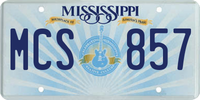 MS license plate MCS857