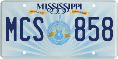 MS license plate MCS858