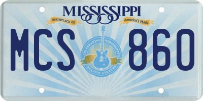 MS license plate MCS860