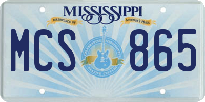 MS license plate MCS865