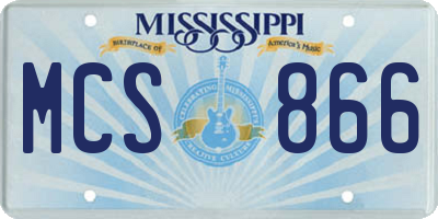 MS license plate MCS866