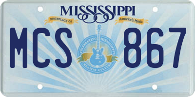 MS license plate MCS867