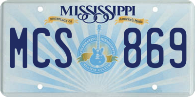 MS license plate MCS869