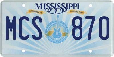 MS license plate MCS870