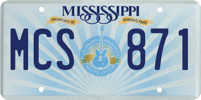 MS license plate MCS871