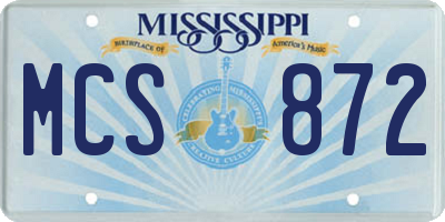 MS license plate MCS872