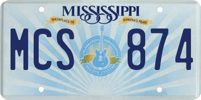 MS license plate MCS874