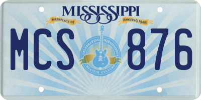 MS license plate MCS876