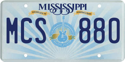 MS license plate MCS880
