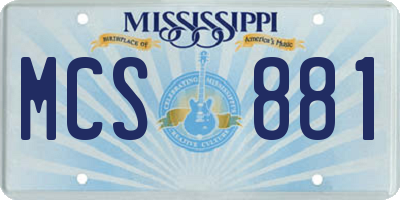 MS license plate MCS881