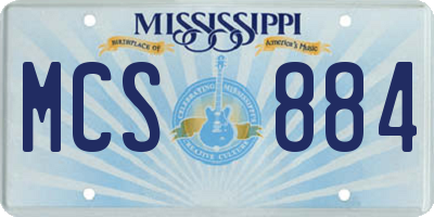 MS license plate MCS884