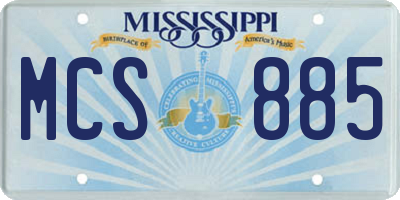 MS license plate MCS885