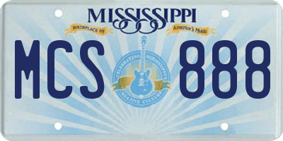 MS license plate MCS888