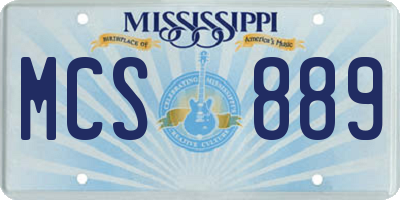 MS license plate MCS889