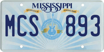 MS license plate MCS893