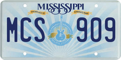 MS license plate MCS909
