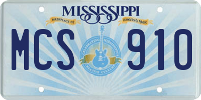 MS license plate MCS910