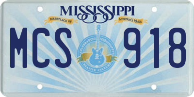 MS license plate MCS918