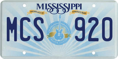 MS license plate MCS920