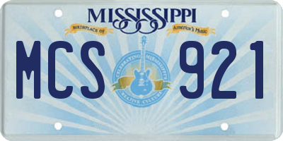 MS license plate MCS921