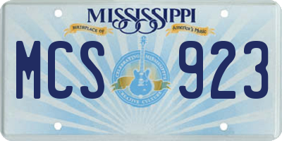 MS license plate MCS923