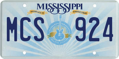 MS license plate MCS924