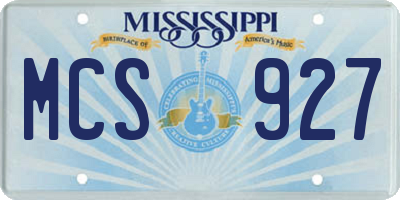 MS license plate MCS927