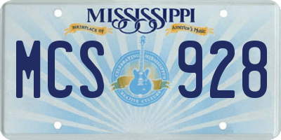 MS license plate MCS928