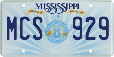 MS license plate MCS929
