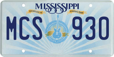 MS license plate MCS930