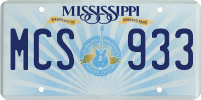 MS license plate MCS933