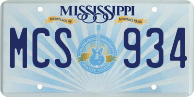 MS license plate MCS934