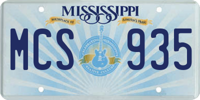 MS license plate MCS935