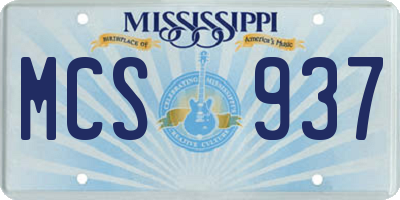 MS license plate MCS937
