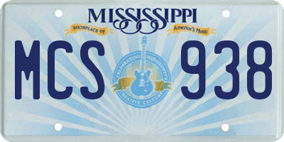 MS license plate MCS938