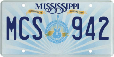 MS license plate MCS942