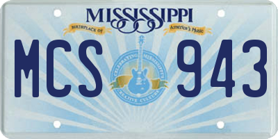 MS license plate MCS943