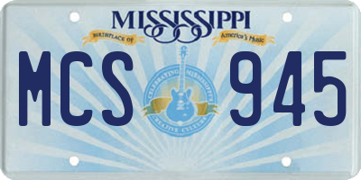 MS license plate MCS945