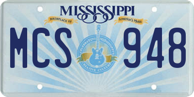 MS license plate MCS948